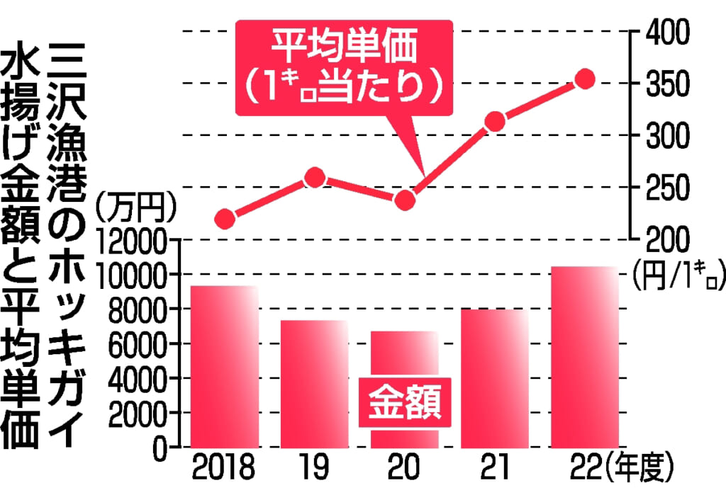 ホッキガイ、需要増で追い風　漁獲高５年ぶり１億円超／三沢漁港