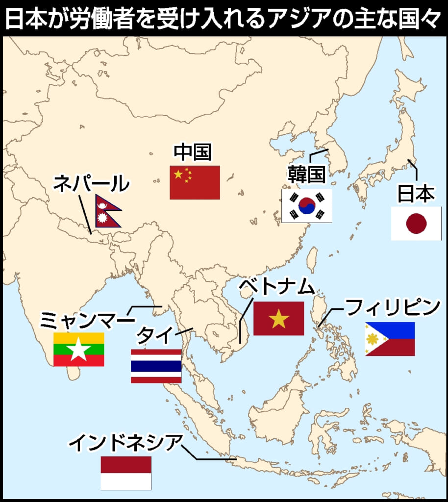 アジアで進む「日本離れ」　外国人労働者の中心、西にシフト